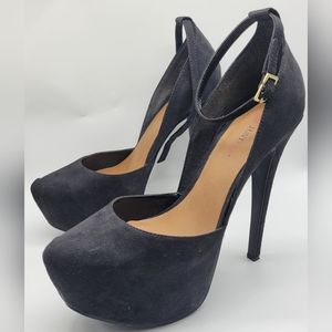 Black Heels with Ankle Strap Size 9